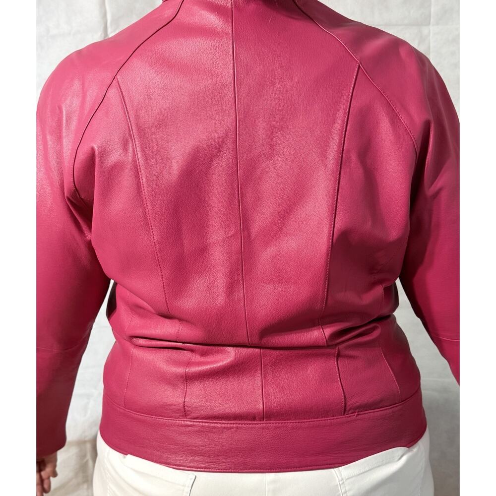 JL Studio Genuine Hot Pink Moto Leather Jacket Vintage SZ 20 W Plus - Picture 3 of 5
